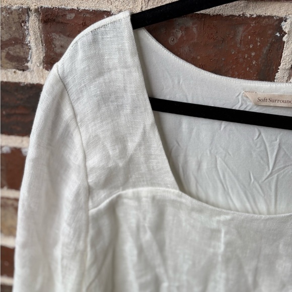 Soft Surroundings Southwind Cream Linen Layered Asymmetrical Top Size Large - Picture 4 of 8